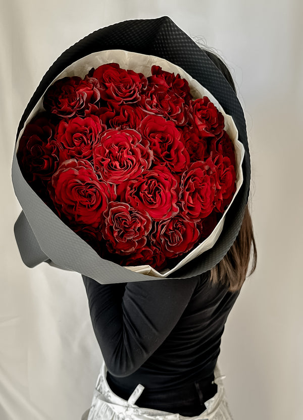 unique shape of dark red roses