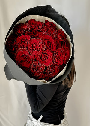unique shape of dark red roses